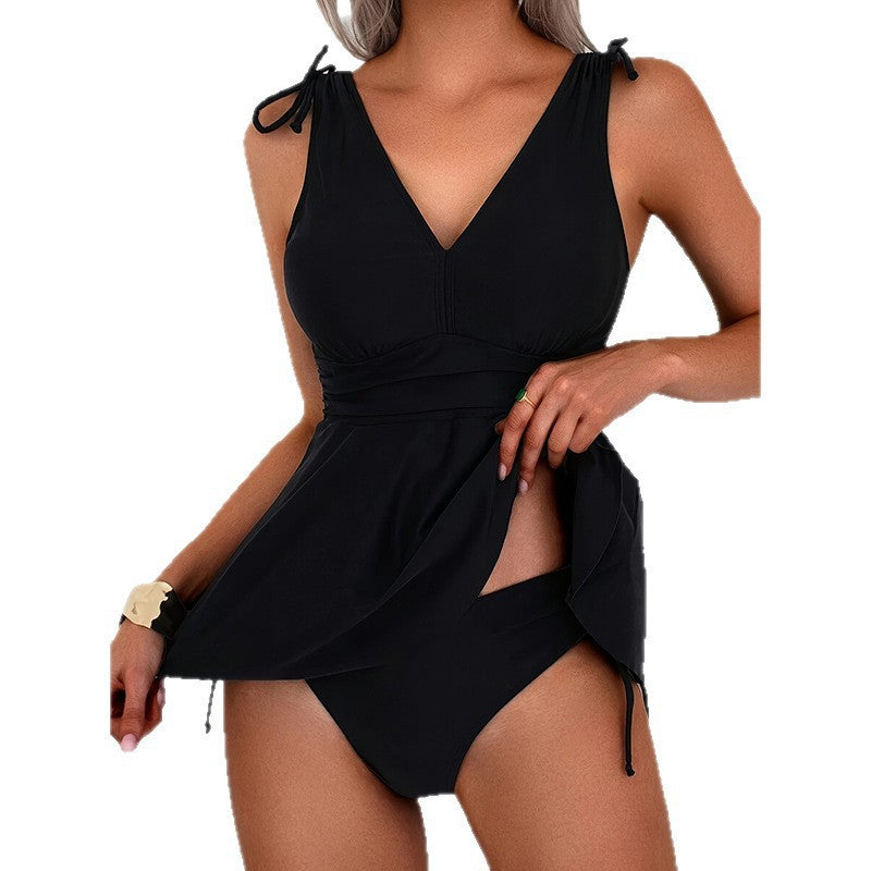 Damen Tankini mit fließendem Oberteil und hohem Taillenslip R&B