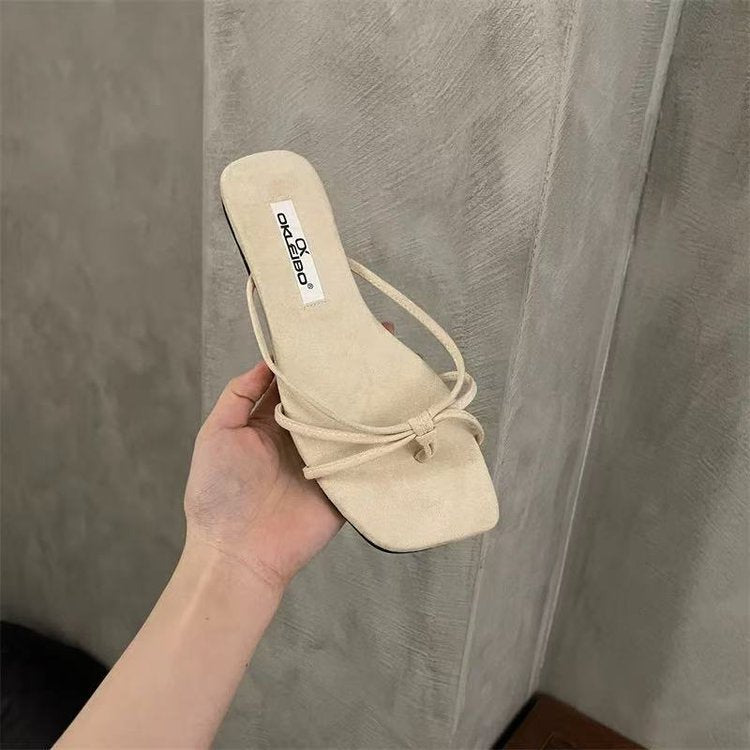 Damen modische Zehentrenner mit eleganten Schnürdetails R&B