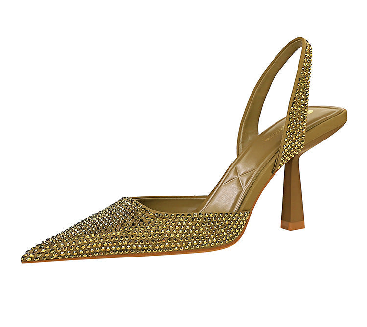 Damen Elegante Slingback-Pumps mit funkelnden Strassdetails und geschwungenem Absatz R&B
