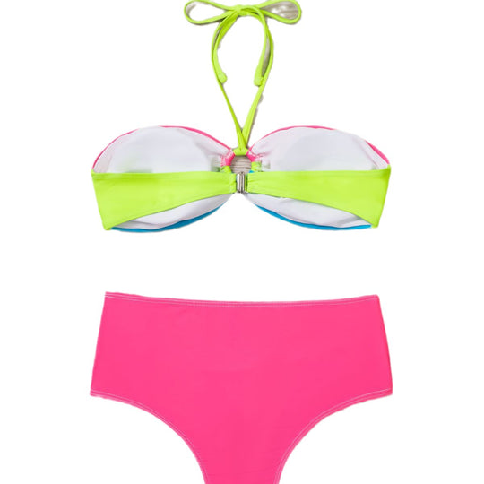 Damen Bandeau-Bikini mit kontrastierenden Farbkombinationen R&B