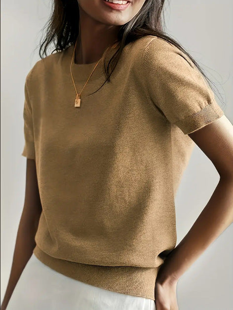 Damen Feinstrickpullover mit Kurzarmiger Silhouette und Weich Fließendem Material R&B