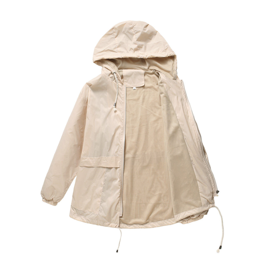Damen sportliche Windbreaker-Jacke mit verstellbarer Kapuze und elastischen Bündchen R&B