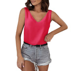 Damen Ärmelloses V-Ausschnitt Top Aus Hochwertigem Material Heidi-Mode