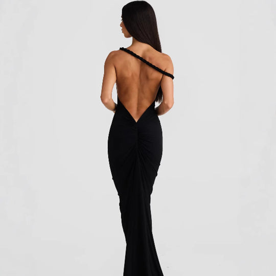 Damen Figurumspielendes Maxikleid mit schulterfreiem Design und raffinierten Trägerdetails R&B