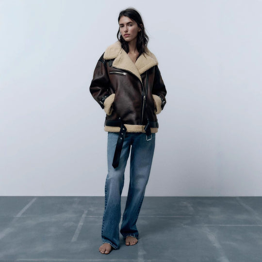 R&B | Damenjacke Mit Revers Aus Kunstleder