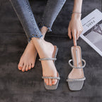 Damen Glitzernde Sandalen mit transparentem Absatz R&B