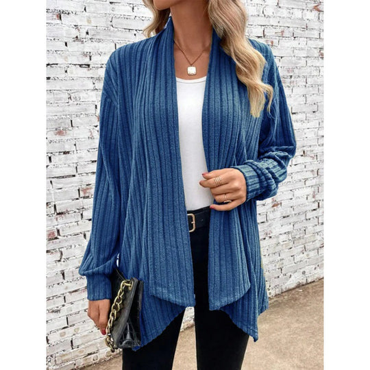 Damen Gestreifter Cardigan mit offenem Schnitt und langen Ärmeln R&B