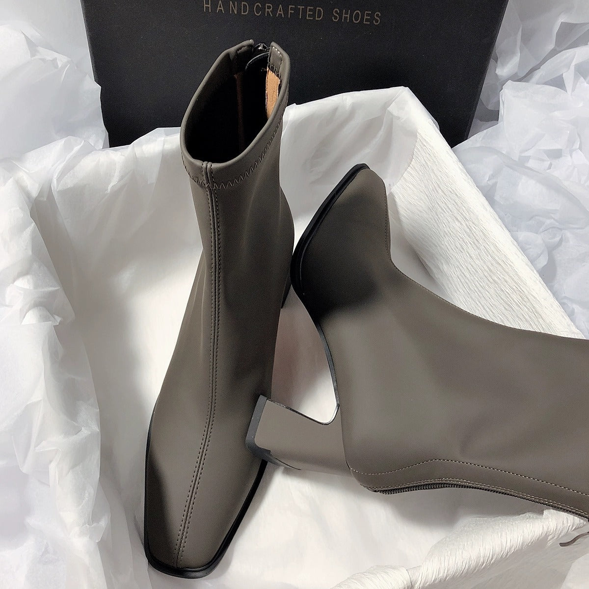 Damen elegante Ankle Boots mit stabiler Blockabsatz und flexiblem Innenfutter R&B