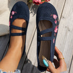 Damen Ballerinas mit floralem Stickdesign R&B