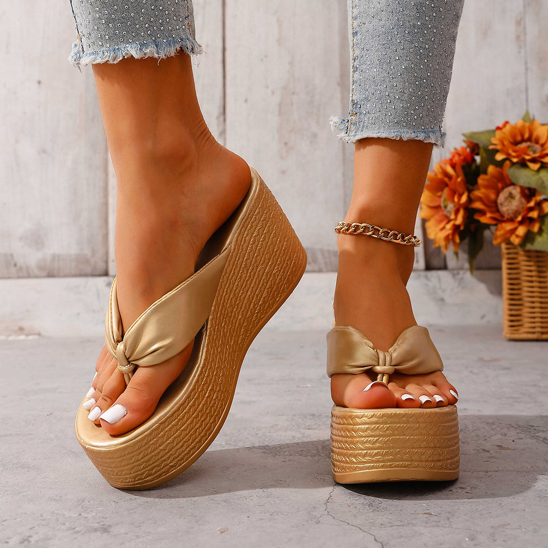 Damen Wedge-Sandalen mit modischem Schleifenakzent und komfortabler Sohle R&B