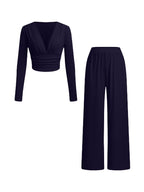 Damen lässiges und figurnahes Oberteil mit hochtaillierter Hose R&B