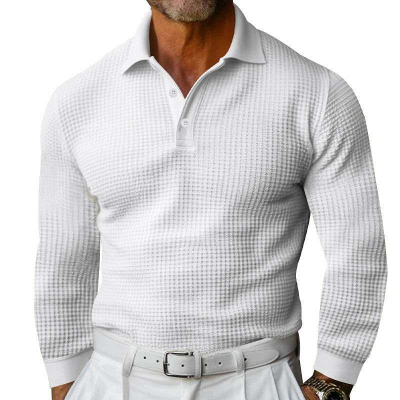 Herren Luxuriöses Langarm-Polohemd mit strukturiertem Design und modernen Details R&B