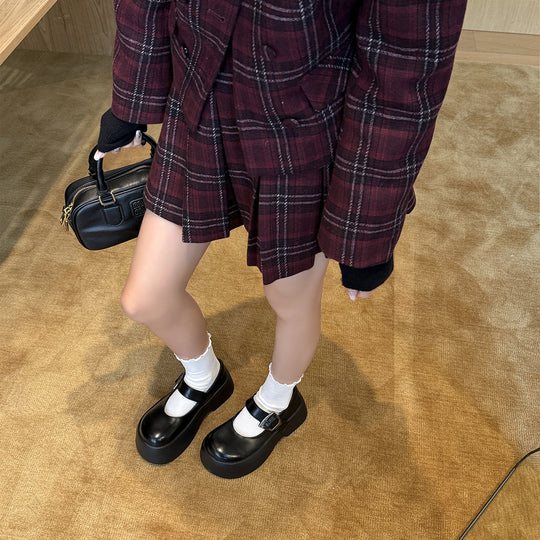 Damen Plattform-Mary-Jane-Schuhe mit verstellbarem Riemen und robustem Absatz R&B