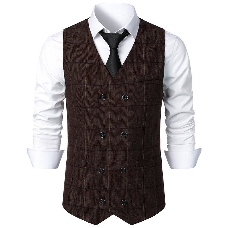 Herren elegante Karoweste mit doppelter Knopfleiste und klassischem Karo-Muster