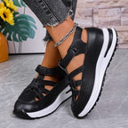 Damen bequeme Riemensandalen mit gepolsterter Laufsohle und verstellbaren Riemen EB