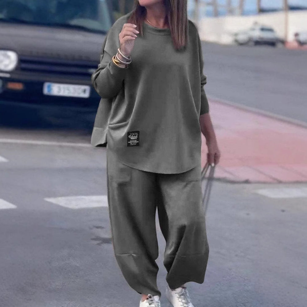Damen lässiges Lounge-Set mit weiten Hosen und bequemem Oberteil R&B