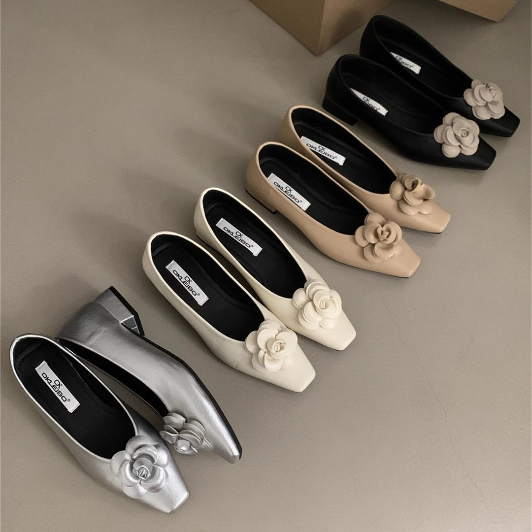 Damen Ballerina-Pumps mit dekorativem Blumendetail R&B