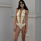 Damen Eleganter Badeanzug mit herausragendem Cut-Out-Design und floralem Akzent R&B