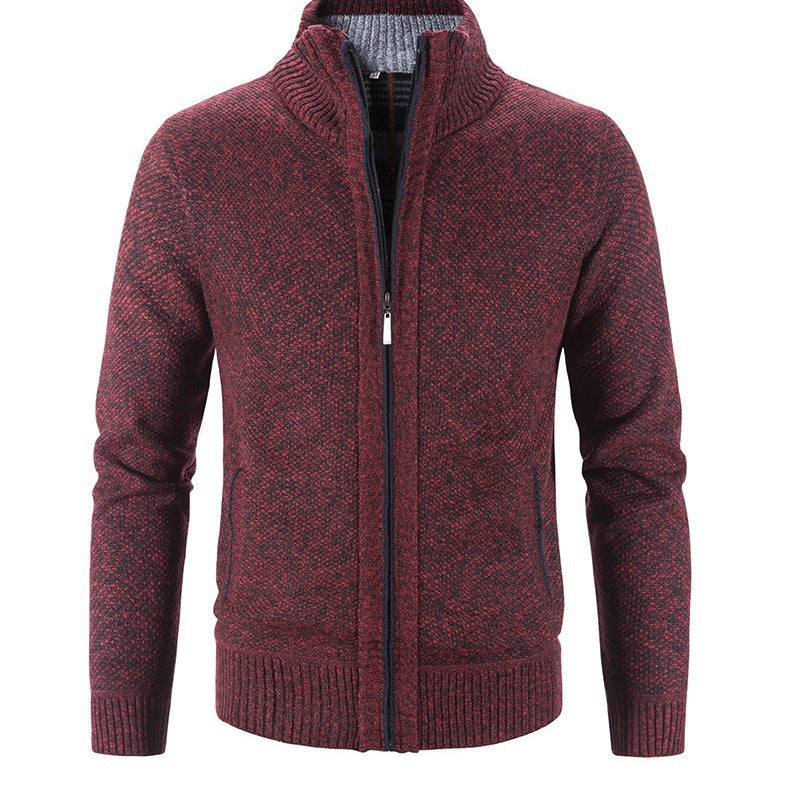 Herren Strickjacke mit strukturiertem Muster und hohem Stehkragen R&B