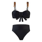Damen Bikini-Set mit elegantem Wickelrock und raffinierten Trägerdetails R&B