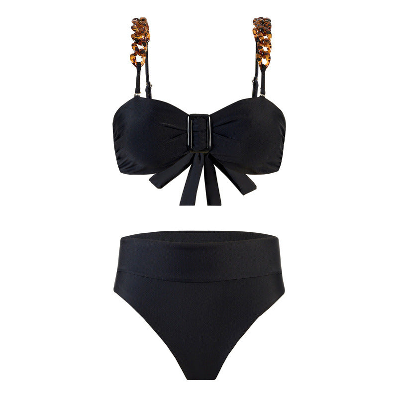 Damen Bikini-Set mit elegantem Wickelrock und raffinierten Trägerdetails R&B