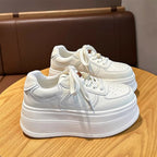Damen modische Plateau Sneakers mit atmungsaktiver Leder-Oberfläche R&B