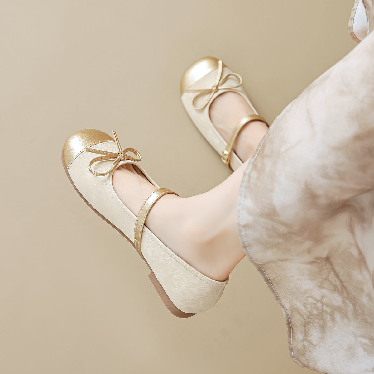 Damen Ballerinas mit dekorativem Riemchen und eleganter Schleifenapplikation