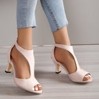 Damen Elegante Peeptoe-Absatzsandalen mit transparentem Design R&B