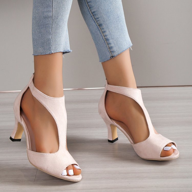 Damen Elegante Peeptoe-Absatzsandalen mit transparentem Design R&B