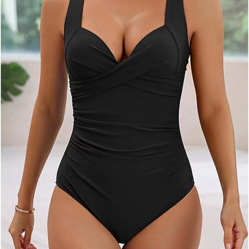 Damen Einteiliger Badeanzug mit modischem Wickel-Design und figurformendem Schnitt R&B