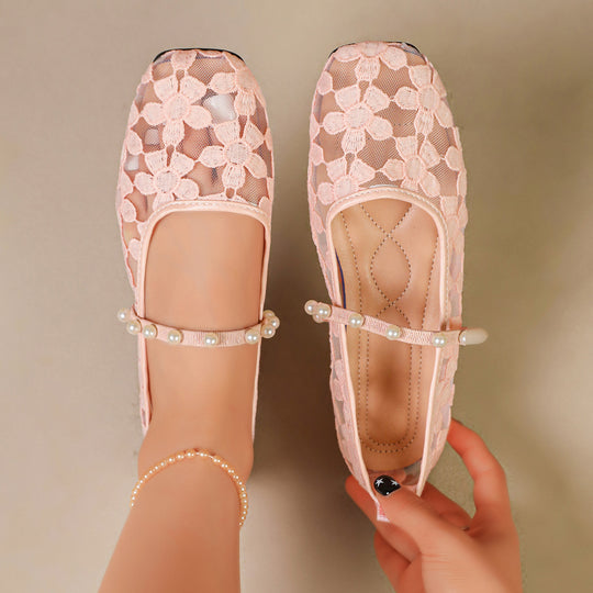 Damen Ballerinas mit zarten Spitzenmotiven R&B