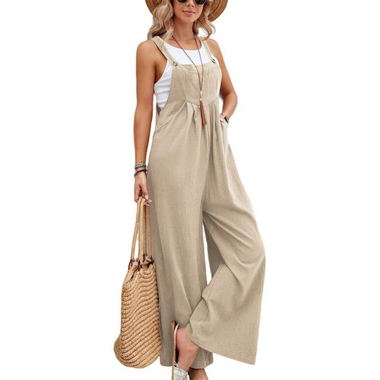 Damen Lässiger Jumpsuit mit praktischem Schnallenverschluss und weit geschnittenen Beinen R&B