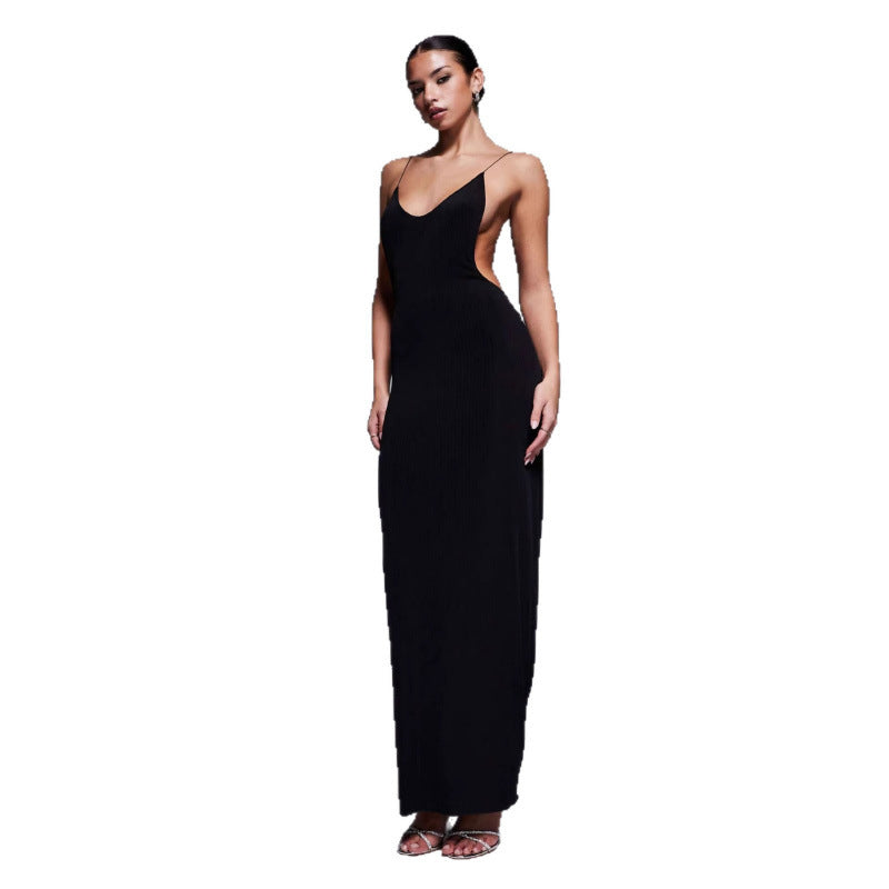 Damen Maxikleid mit tiefem V-Ausschnitt und seitlichen Cut-Outs R&B