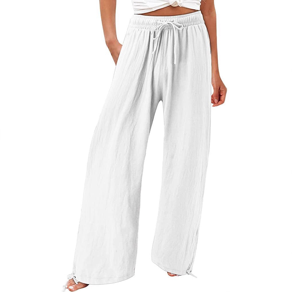 Damen lässige weit geschnittene Sommerhose mit elastischem Bund und praktischen Seitentaschen R&B