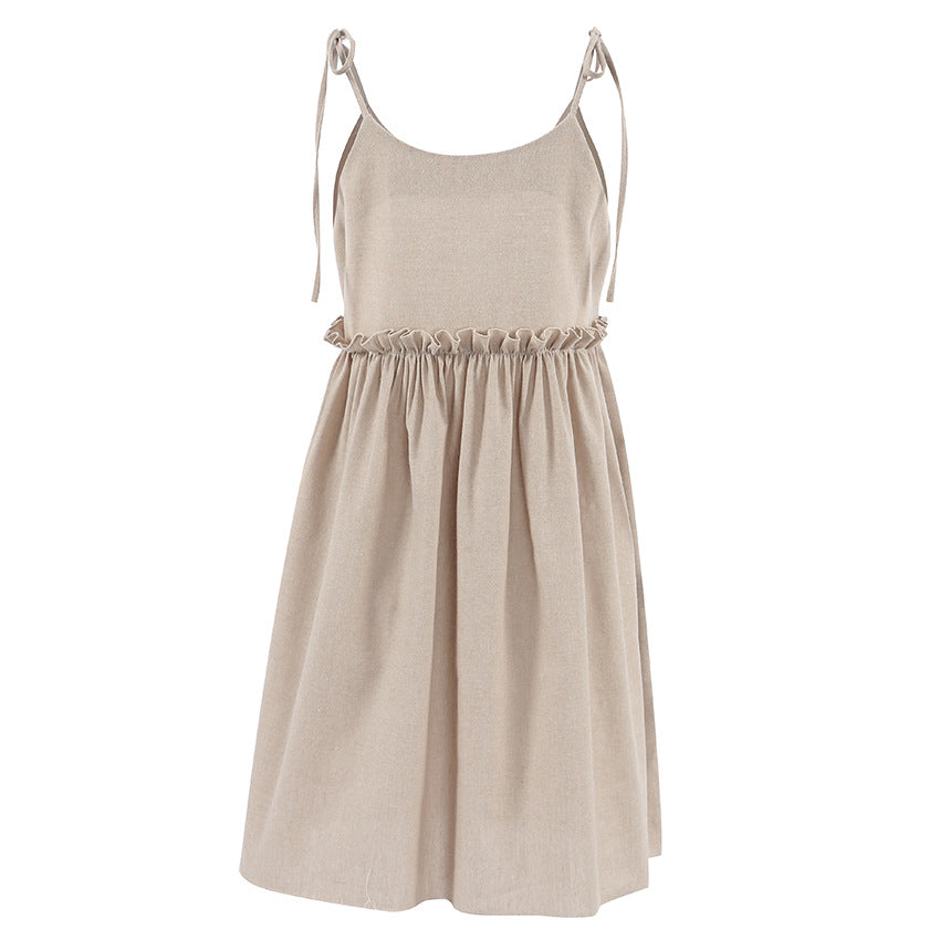 Damen luftiges Sommerkleid mit verstellbaren Trägern und elastischem Bund R&B