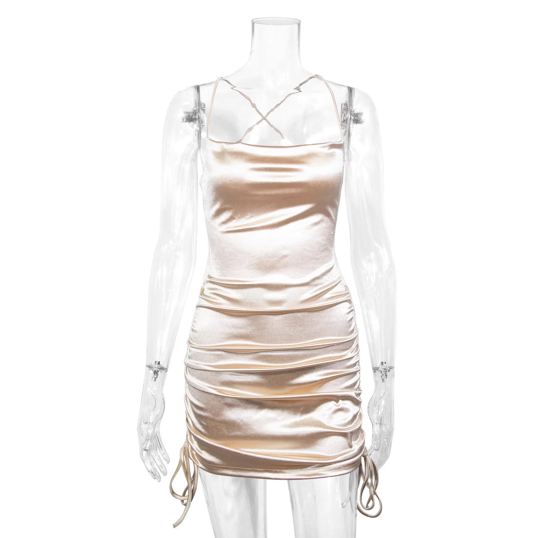 Damen Wickelkleid mit feiner Raffung und verstellbaren Trägern R&B
