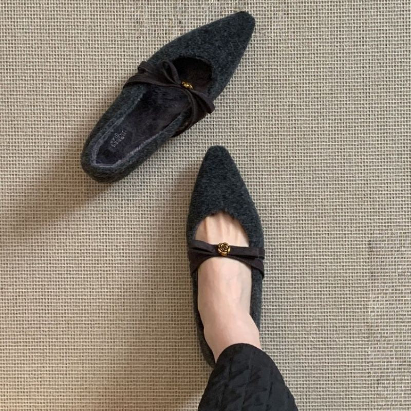 Damen spitze Ballerinas mit zierlichem Blumenakzent R&B