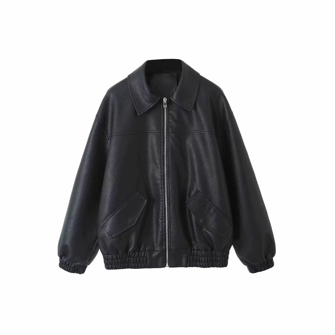 Damen lässige jacke mit elastischem Saum und praktischen Taschen R&B