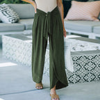 Damen elegante Palazzo-Hose mit stylichem Bindegürtel und hohem Bund R&B