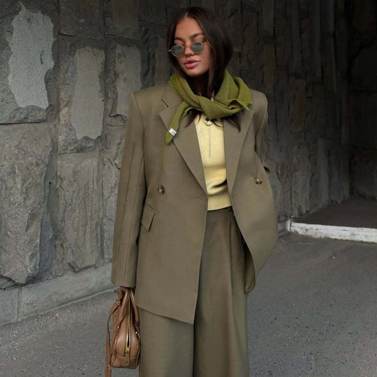 Damen eleganter Oversized Blazer mit Taschen und weitem Schnitt R&B