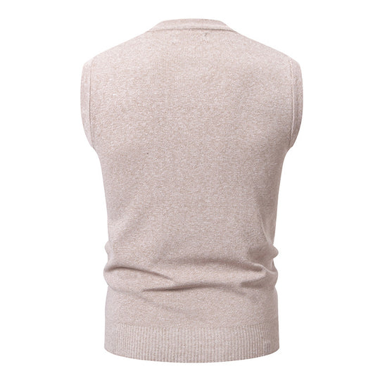Herren ärmellose Strickjacke mit modernem Zopfmuster R&B