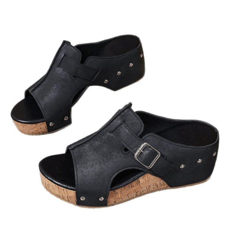 Damen modische Clogs mit verstellbarer Schnalle und korkähnlicher Sohle R&B