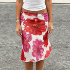 Damen Floral Maxi-Rock mit asymmetrischem Saum und elastischem Bund R&B