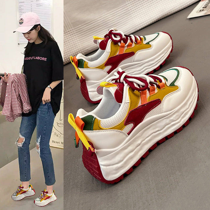 Damen Sportliche Chunky Sneakers mit elastischem Schnürsystem und farbenfrohen Akzenten R&B