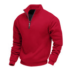 Herren nan angerauter Sweat-Halbzip mit kontrastiertem Innenkragen und elastischem Saum R&B