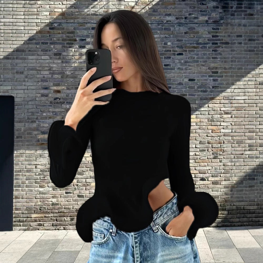 Damen Trendy Oberteil mit asymmetrischen Rüschendetails und elegantes Design R&B