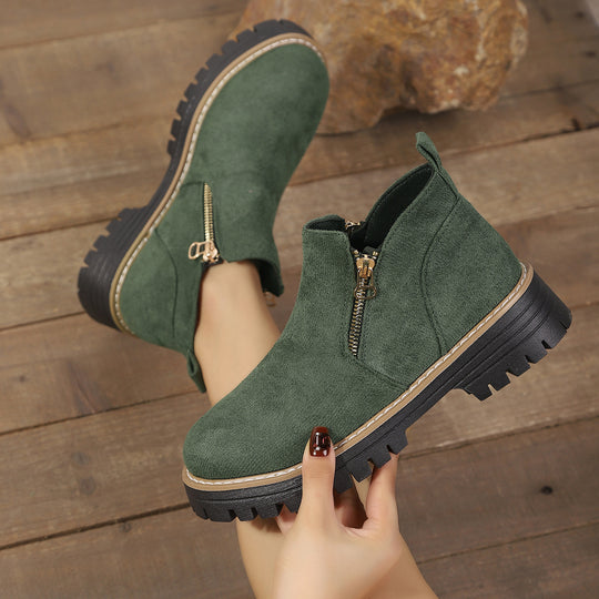 Damen modische Ankle-Stiefeletten mit seitlichem Reißverschluss und rutschfester Sohle R&B