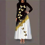 Damen Maxikleid mit elegantem Schmetterlingsdesign und funkelnden Akzenten