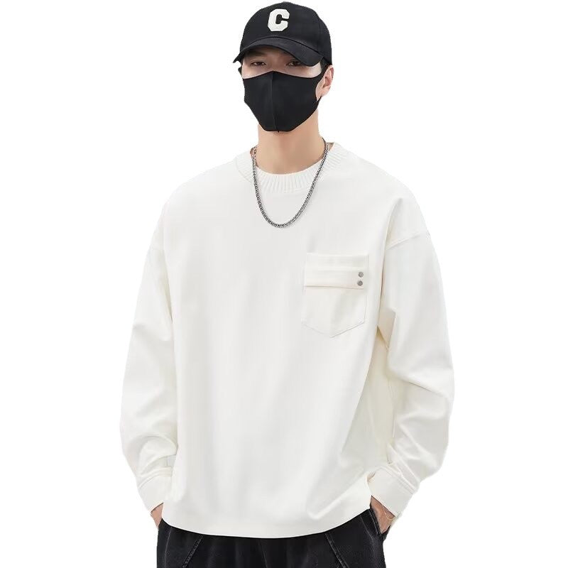 Herren lässiges Langarmshirt mit praktischer Brusttasche R&B