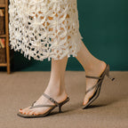 Damen elegante Sling-Sandalen mit verstellbaren Riemen und Komfortabsatz